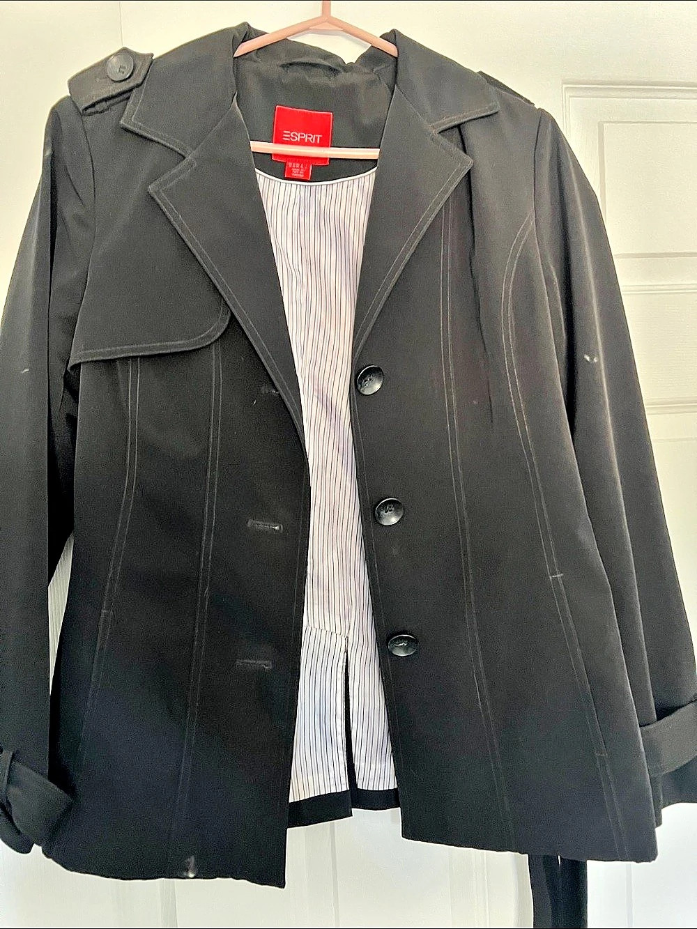 ESPRIT Black Trench Coat Like New